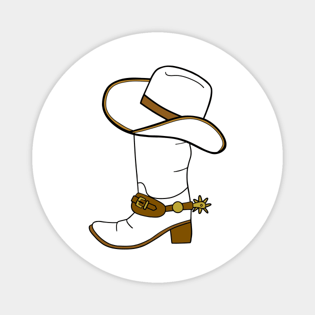 WHITE Cowboy Boot And Hat Magnet by SartorisArt1